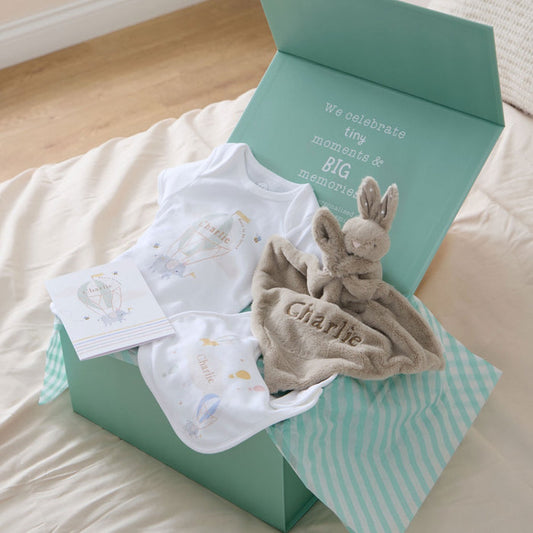 Personalised Hot Air Balloon New Baby Gift Set