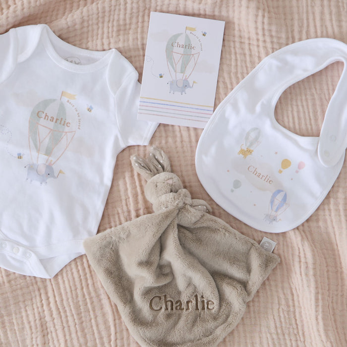 Personalised Hot Air Balloon New Baby Gift Set