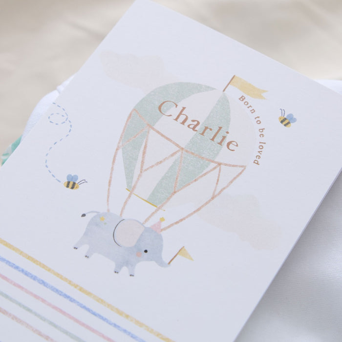 Personalised Hot Air Balloon New Baby Gift Set