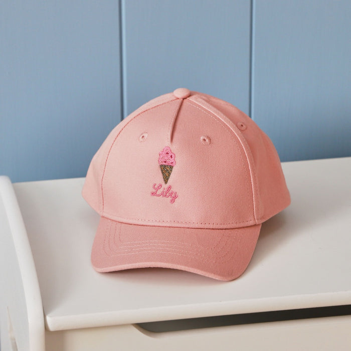 Personalised Ice Cream Pink Baseball Cap