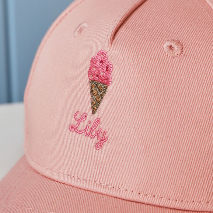 Personalised Ice Cream Pink Baseball Cap