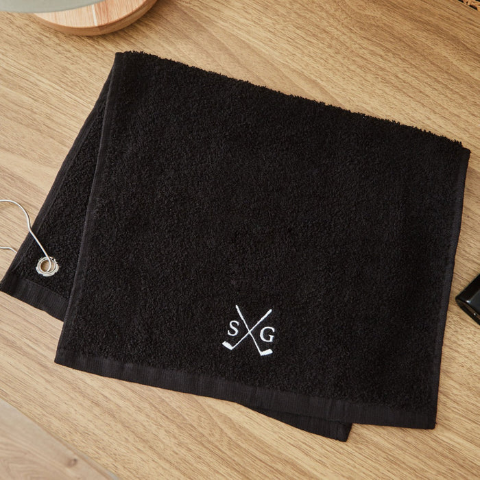 Personalised Initial Black Golf Towel