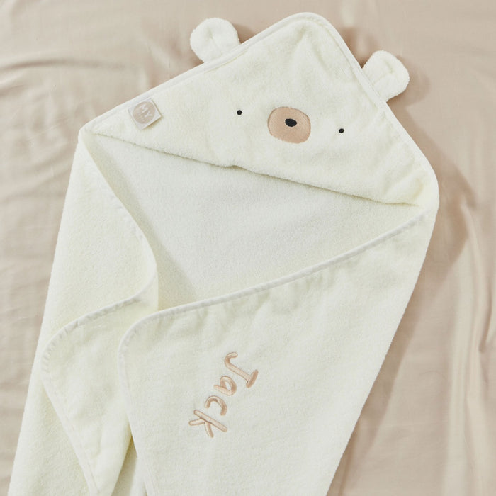 Personalised Ivory Bear Hooded Towel
