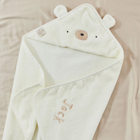 Personalised Ivory Bear Hooded Towel