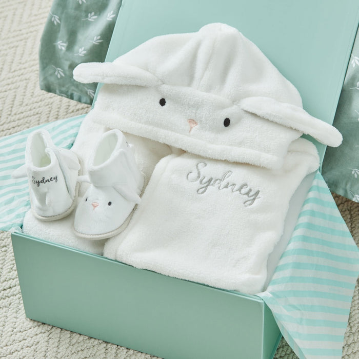 Personalised Ivory Bunny Robe and Booties Gift Set