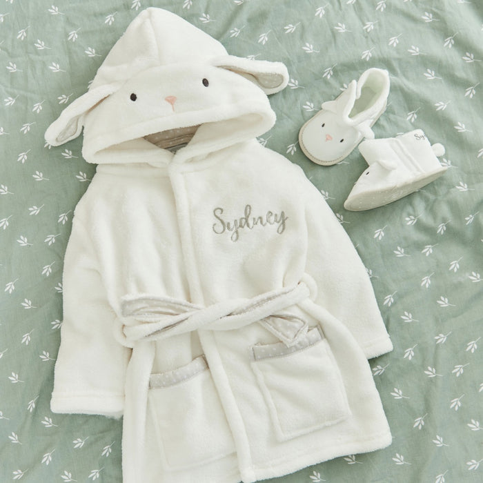 Personalised Ivory Bunny Robe and Booties Gift Set