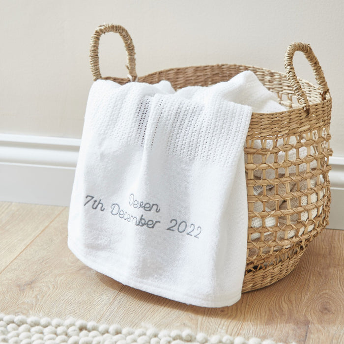 Personalised Ivory Cellular Baby Blanket