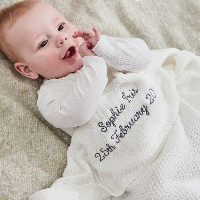 Personalised Ivory Cotton Baby Shawl