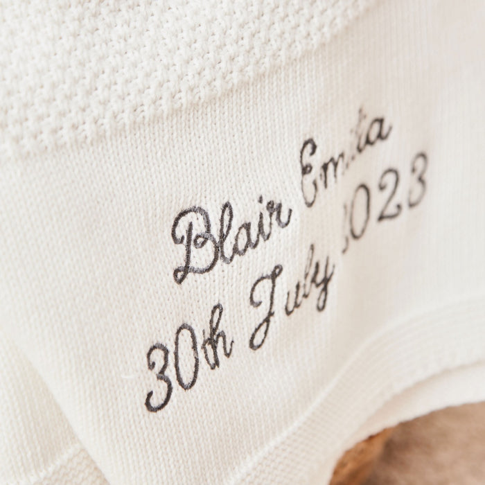 Personalised Ivory Cotton Baby Shawl