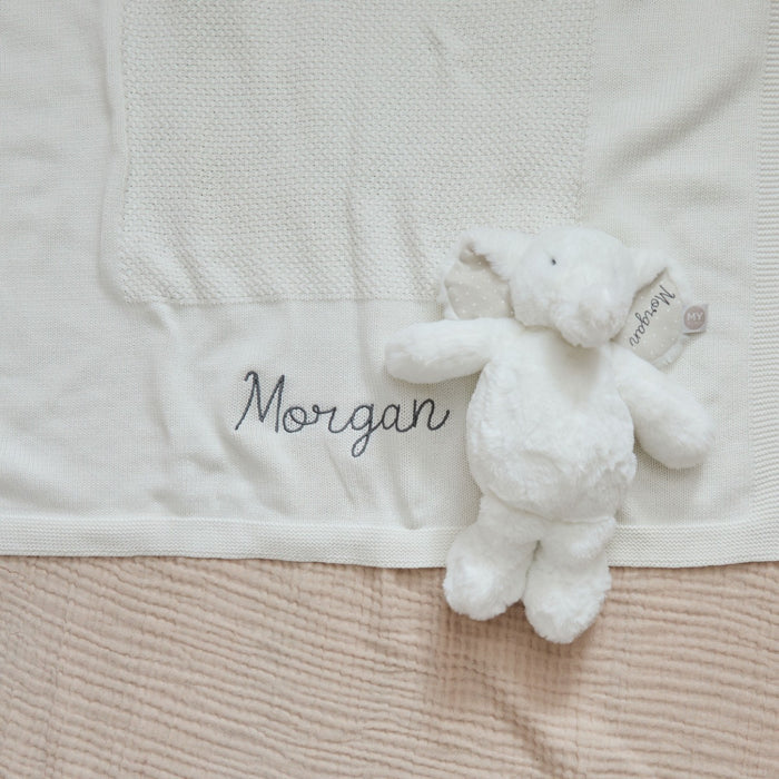 Personalised Ivory Shawl and Elephant Gift Set