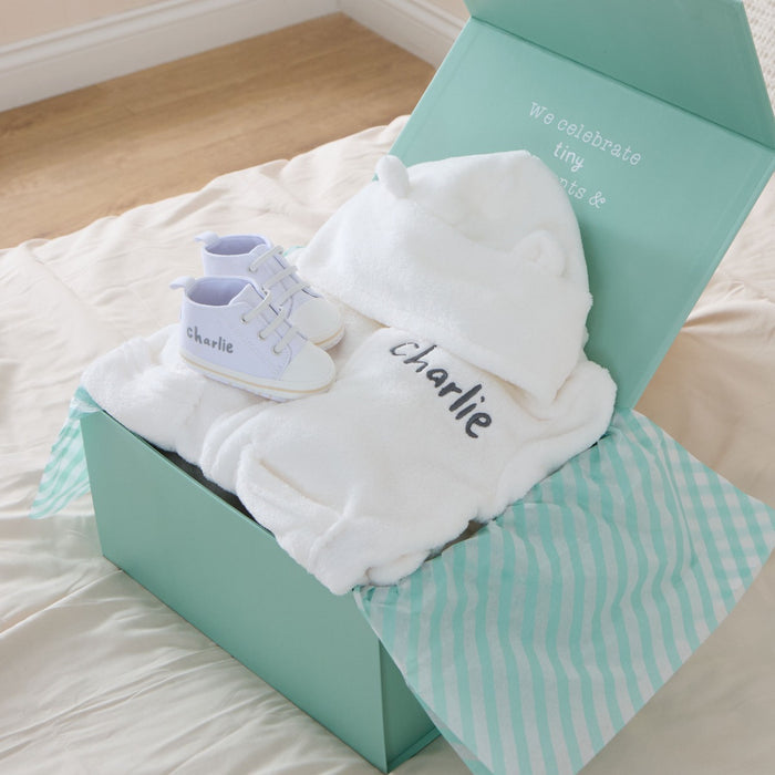 Personalised Ivory Snuggle and Step Gift Set