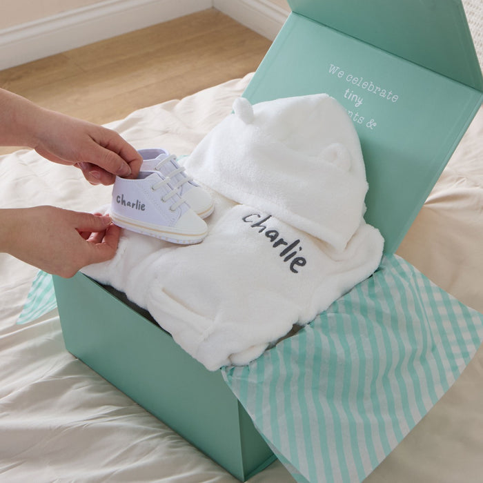 Personalised Ivory Snuggle and Step Gift Set