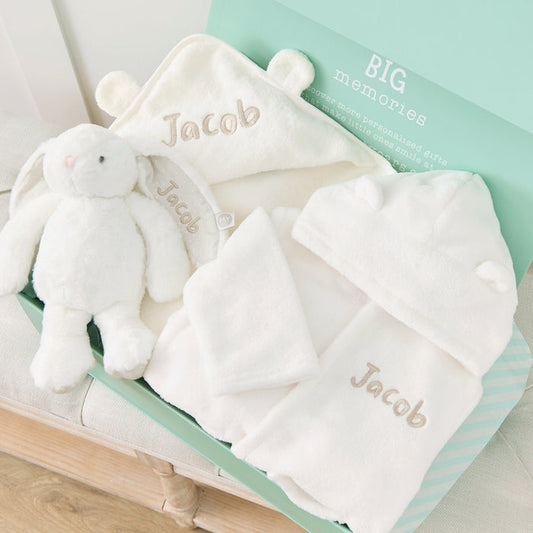 Personalised Ivory Splash, Snuggle & Cuddle Gift Set