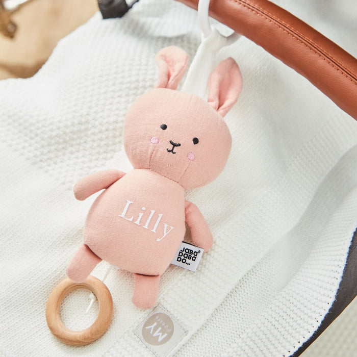 Personalised Jabadabado Pink Musical Bunny Pull Toy