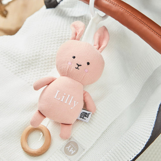 Personalised Jabadabado Pink Musical Bunny Pull Toy