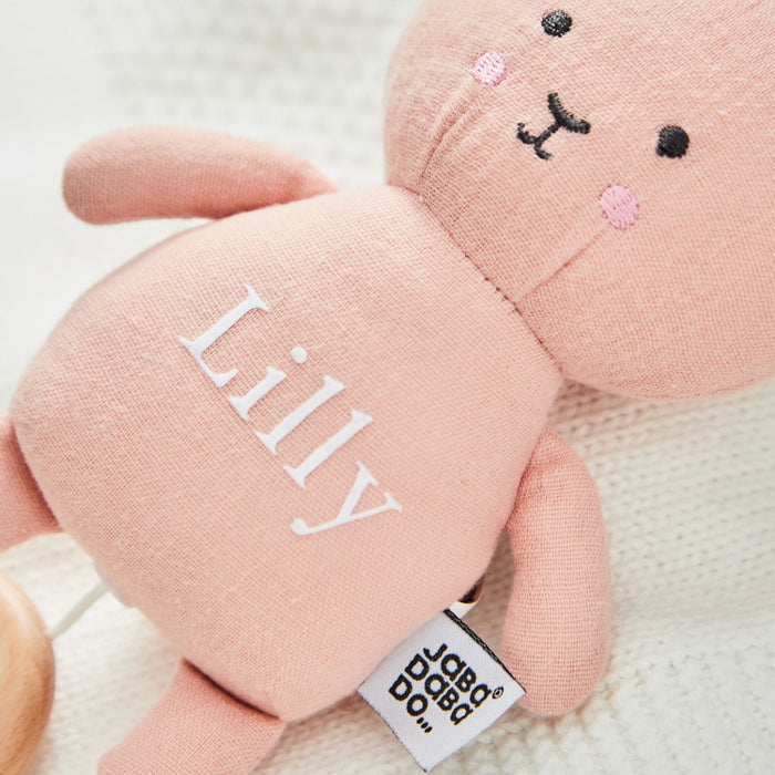 Personalised Jabadabado Pink Musical Bunny Pull Toy