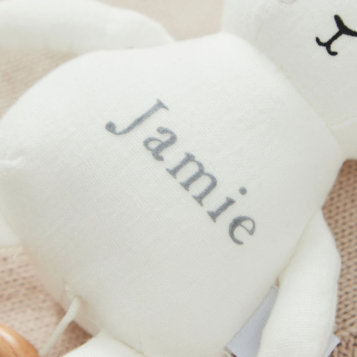 Personalised Jabadabado White Musical Bunny Pull Toy