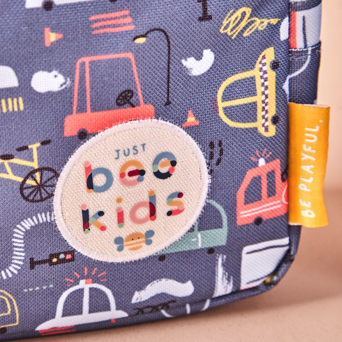 Personalised Just Bee Kids Transport Print Backpack & Lunch Bag Gift Set