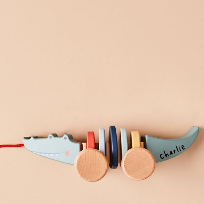Personalised Just Bee Kids Wooden Crocodile Pull Along Toy FSC®