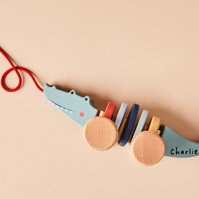 Personalised Just Bee Kids Wooden Crocodile Pull Along Toy FSC®