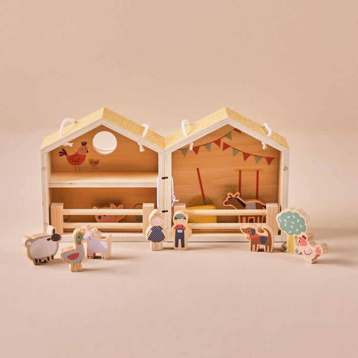 Personalised Just Bee Kids Wooden Farm House with Dolls FSC®