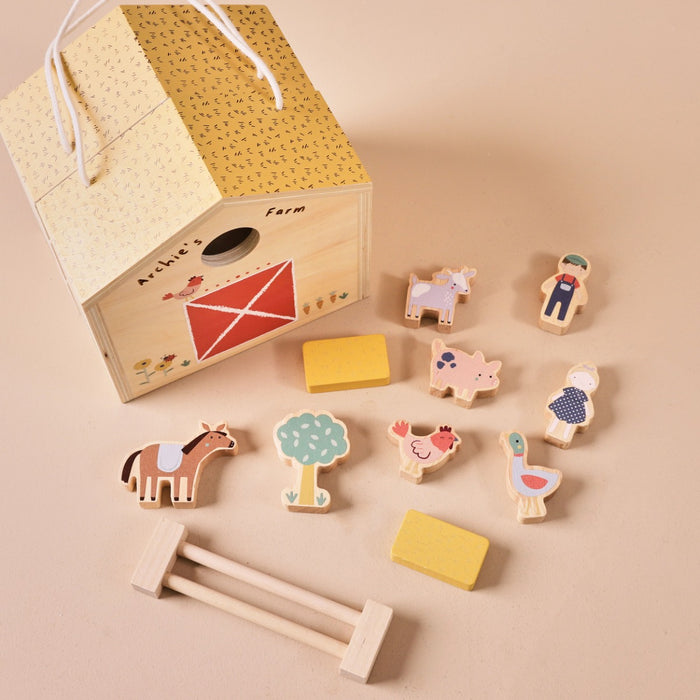 Personalised Just Bee Kids Wooden Farm House with Dolls FSC®