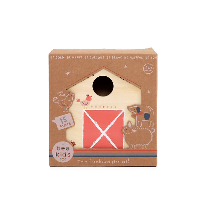 Personalised Just Bee Kids Wooden Farm House with Dolls FSC®