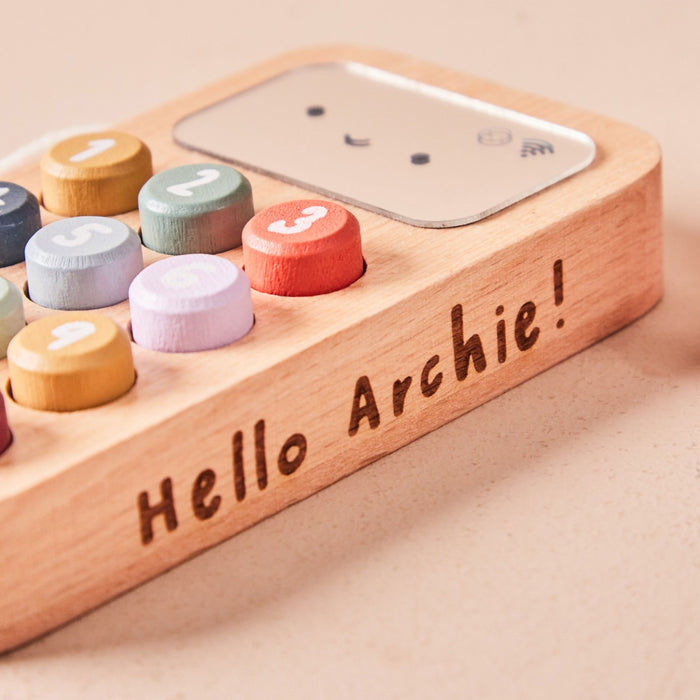 Personalised Just Bee Kids Wooden Phone & Keys Toy Set