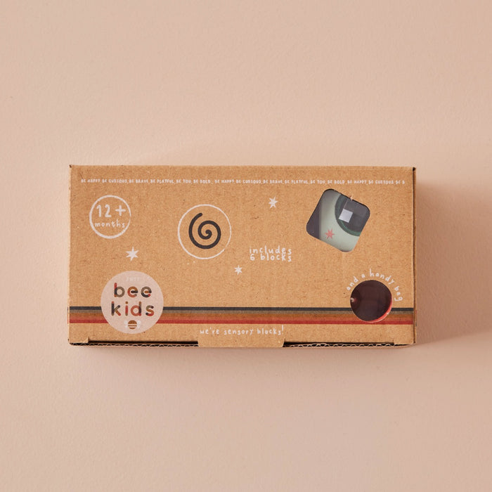 Personalised Just Bee Kids Wooden Sensory Blocks With Bag FSC®