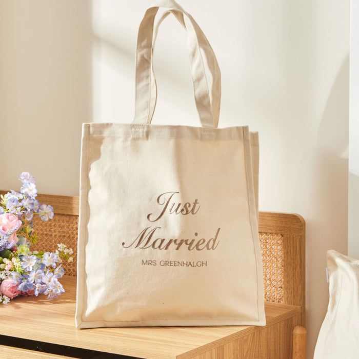 Personalised Just Married Tote Bag