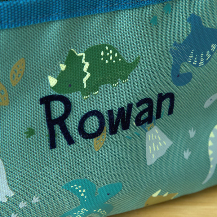 Personalised Khaki Dino Boxy Lunchbag