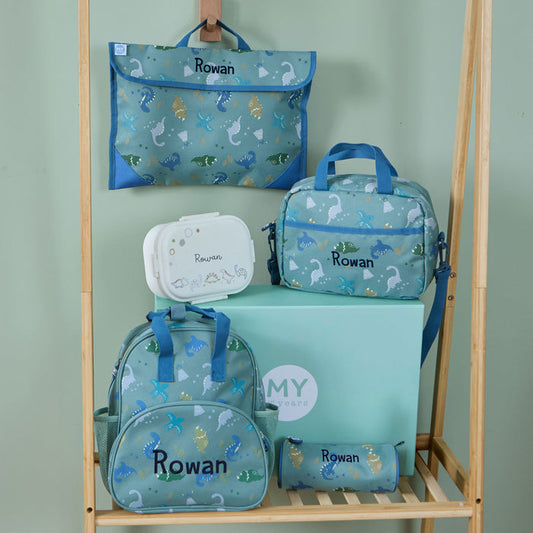 Personalised Khaki Dino Ultimate Back To School Set
