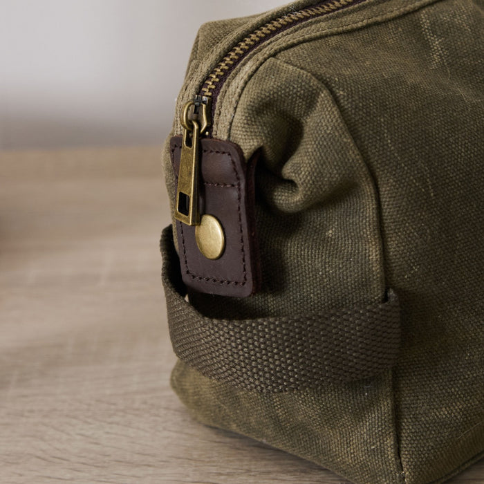Personalised Khaki Green Mens Wash Bag