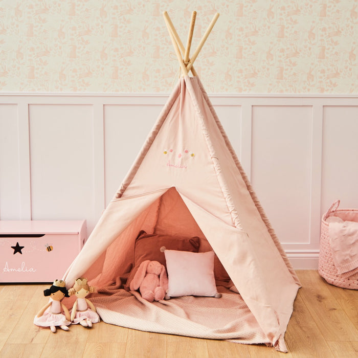 Personalised Kids Concept Bumblebee Embroidered Pink Tent