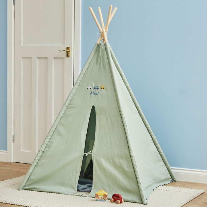 Personalised Kids Concept Car Embroidered Green Tent