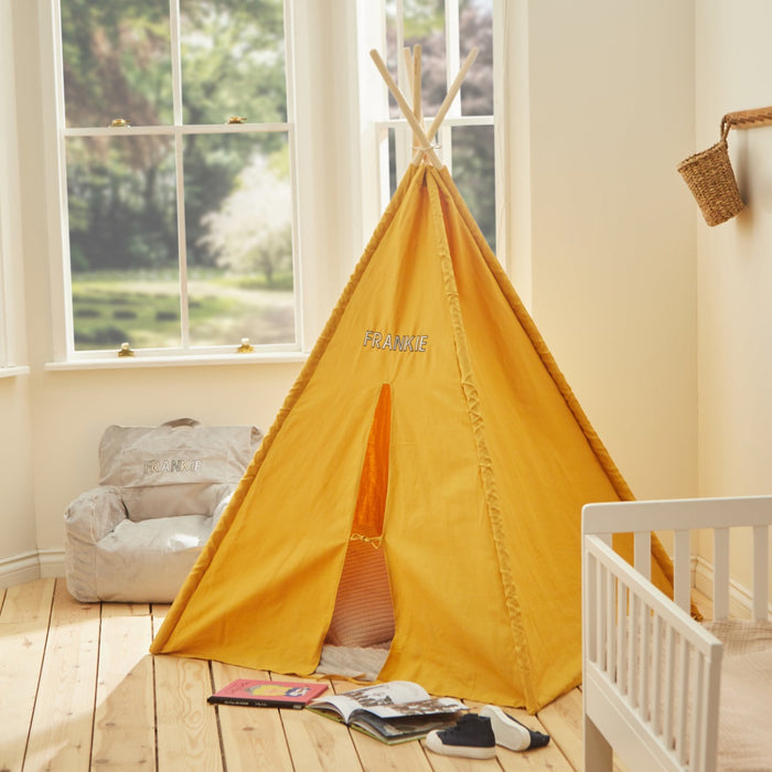 Personalised Kids Concept Letter Patch Embroidered Yellow Tent