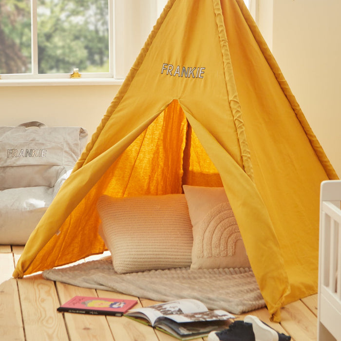 Personalised Kids Concept Letter Patch Embroidered Yellow Tent
