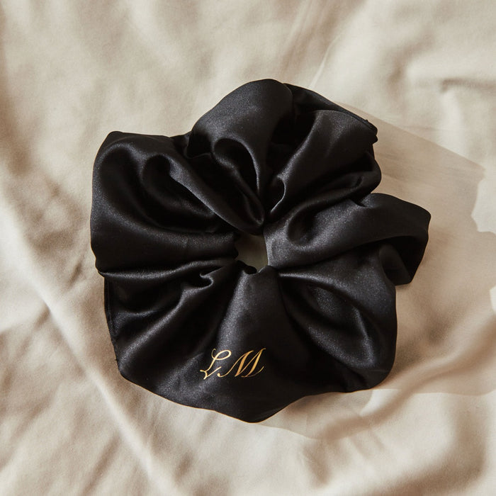 Personalised Large Black Satin Scrunchie by Made Yours