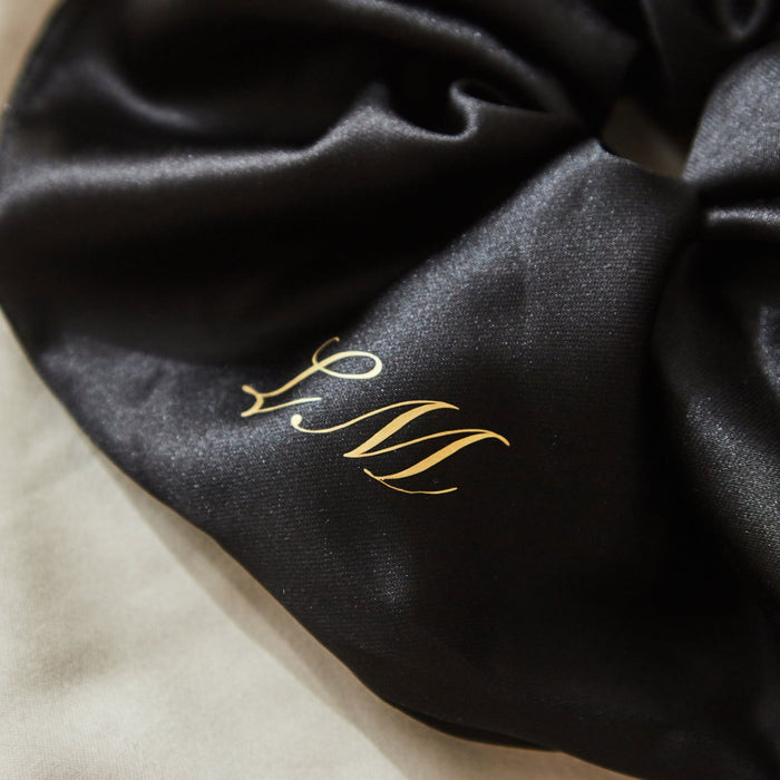 Personalised Large Black Satin Scrunchie by Made Yours