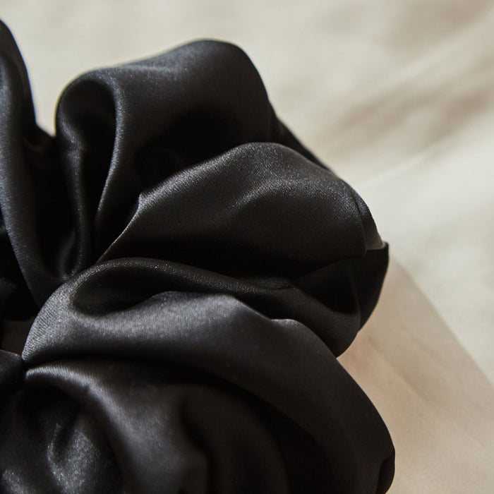 Personalised Large Black Satin Scrunchie by Made Yours