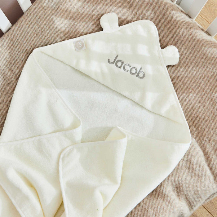Personalised Large Ivory Hooded Bath Towel