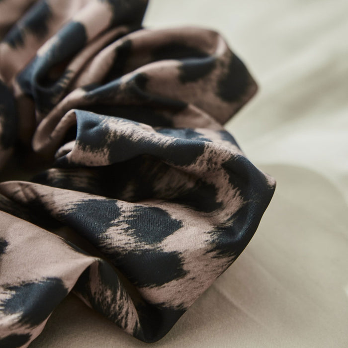 Personalised Large Leopard Print Satin Scrunchie by Made Yours