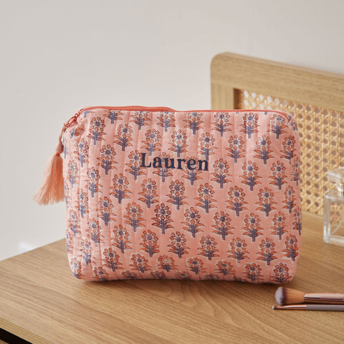 Personalised Large Light Pink Cosmetic Bag