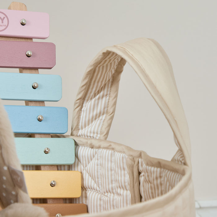 Personalised Large Neutral Stripe Storage Bag