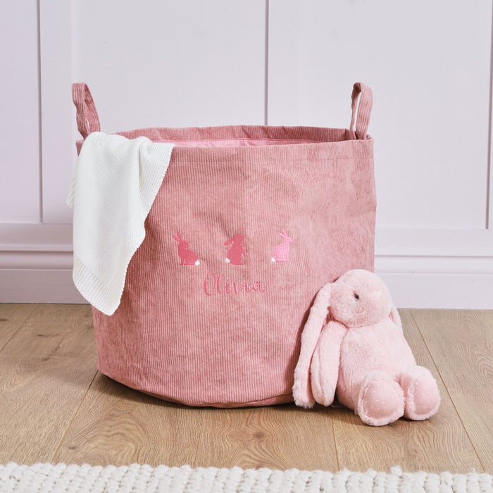 Personalised Large Pink Cord Bunny Storage Bag