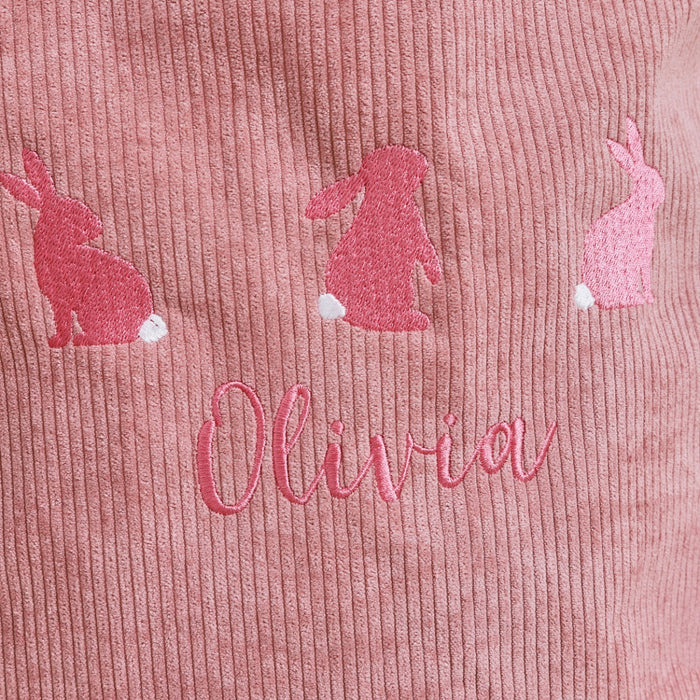 Personalised Large Pink Cord Bunny Storage Bag
