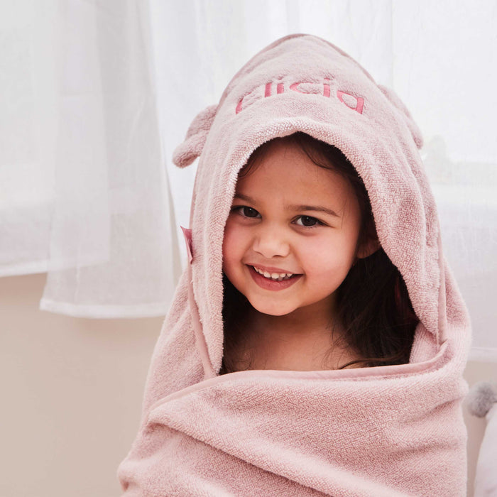 Personalised Large Pink Hooded Bath Towel