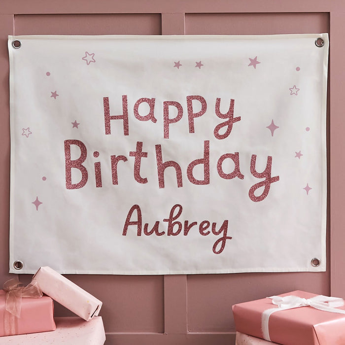 Personalised Large Pink Party Time Birthday Wall Hanging