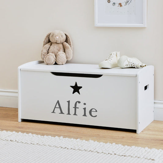 Personalised Large White Star Design Toy Box FSC®