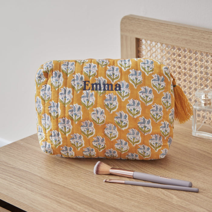 Personalised Large Yellow Cosmetic Bag